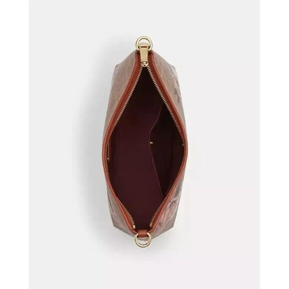 NWT Coach Laurel Shoulder Bag Signature Canvas Rose Print Brown Handbag Medium - Picture 2 of 4